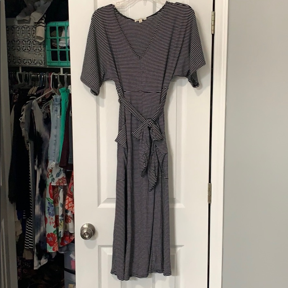Black/white stripe midi dress